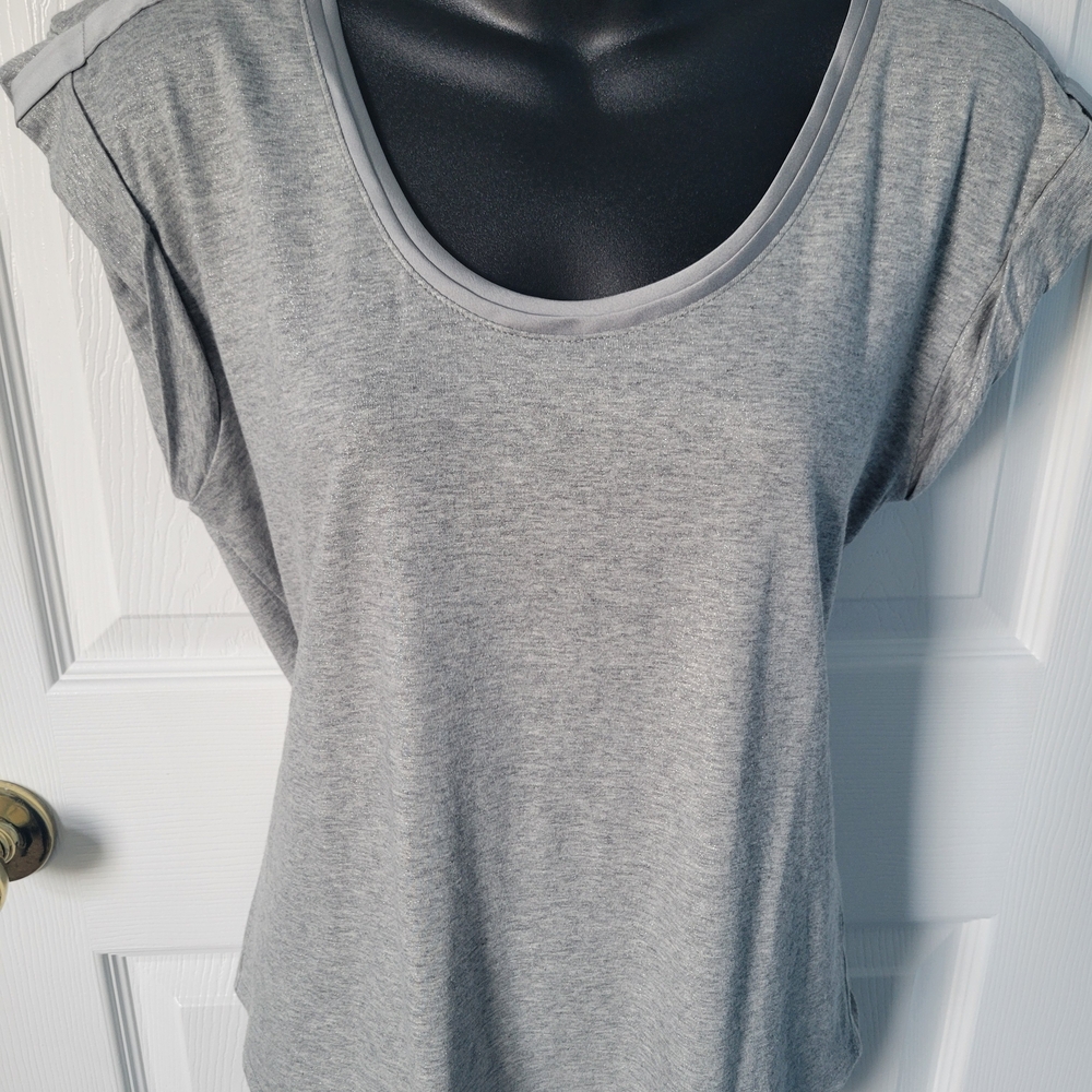 White House Black Market Gray Short Sleeve Top
